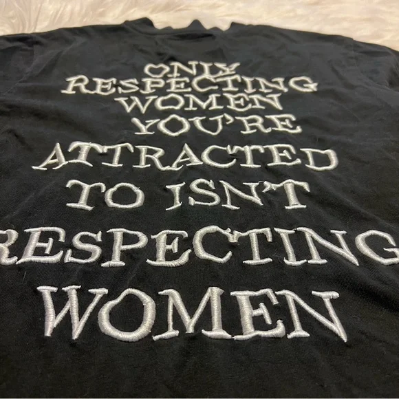 CHNGE organic cotton embroidered- Black Long Sleeve Top with White Text - Picture 5 of 7